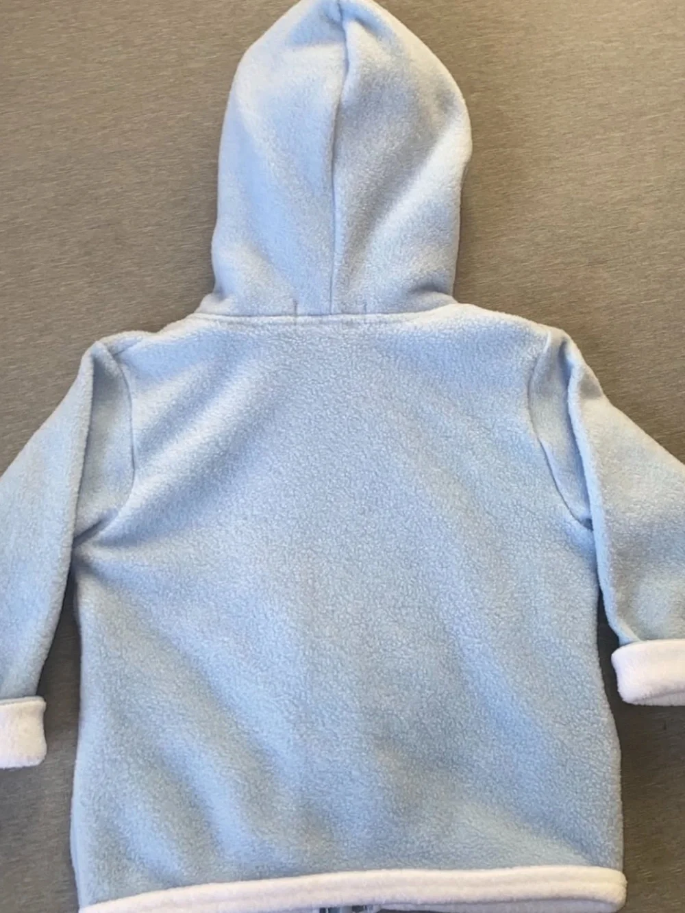 Soft Blue Hooded Baby Jacket with Animal Embroidery